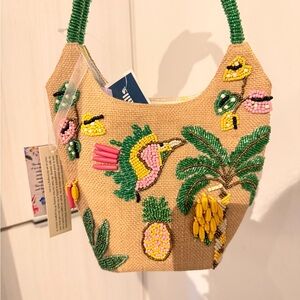 Beaded Tropical Jungle Shoulder Bag